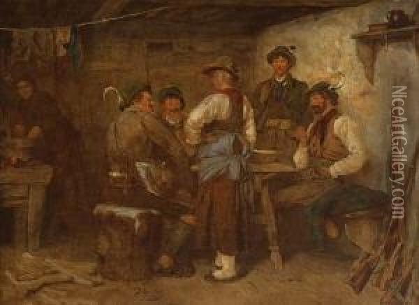 Die Wilderer In Der
 Sennhutte Oil Painting - Franz Von Defregger