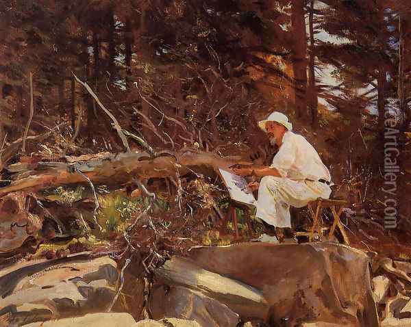 The Artist Sketching Oil Painting - John Singer Sargent