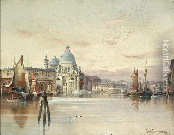 A View Of Santa Maria Della Salute Atsunset Oil Painting - Karl Kaufmann