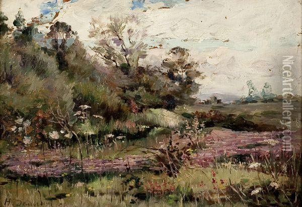 Vue De Paysage Fleuri Oil Painting - Henry-Eugene Delacroix