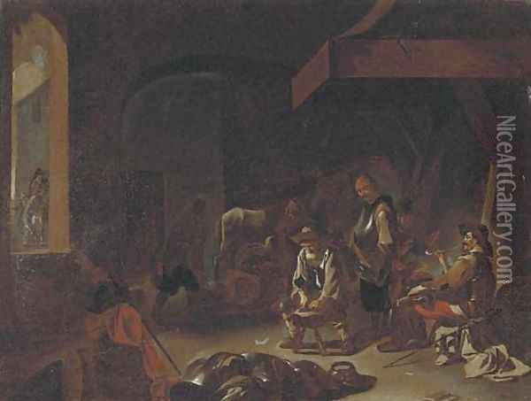 Figures in a forge Oil Painting - Jan Miel