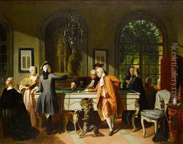 The Billiard Game Oil Painting - Jean Carolus