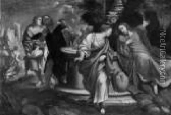 Christus Und Die Samariterin Am Brunnen. Oil Painting - Annibale Carracci