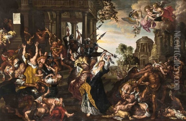 Kindermord In Bethlehem (mt 2) Oil Painting - Jonas Arnold