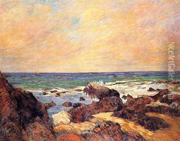 Rocks And Sea Oil Painting - Paul Gauguin