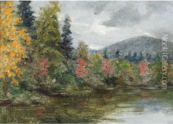 On Mirror Lake, Lake Placid Oil Painting - Robert Harris
