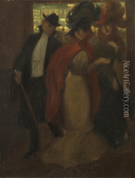 Sortie De Bar Oil Painting - Georges Alfred Bottini