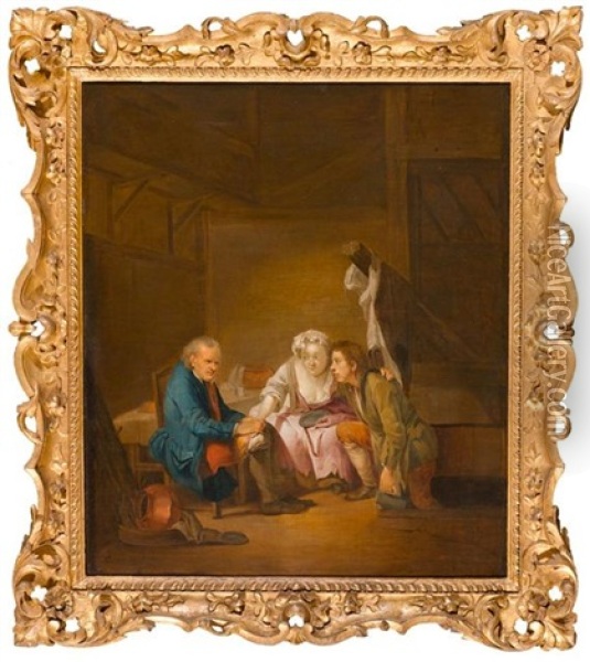 Interieur Oil Painting - Jean Baptiste Greuze