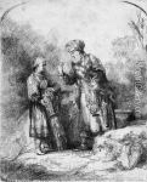 Abraham Mit Isaak Sprechend Oil Painting - Rembrandt Van Rijn