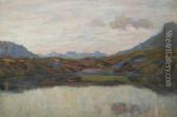 Paesaggio Lacustre Altramonto Oil Painting - Carlo Cressini