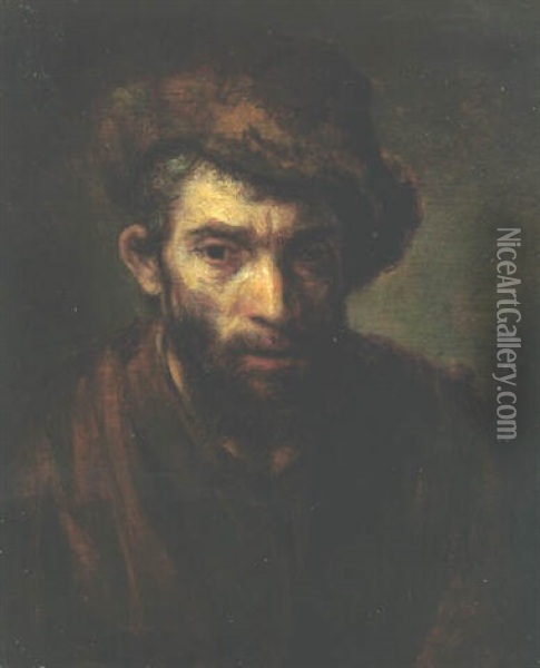 A Man, Bust-length, In A Fur Hat Oil Painting - Gerbrand Van Den Eeckhout