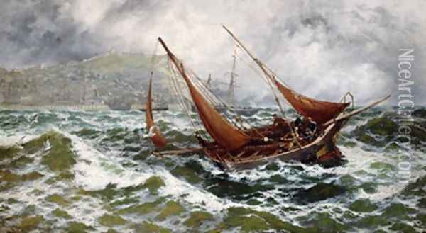Storm Driven off Scarborough Oil Painting - Thomas Rose Miles