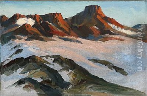 View From Greenland Oil Painting - Emanuel A. Petersen