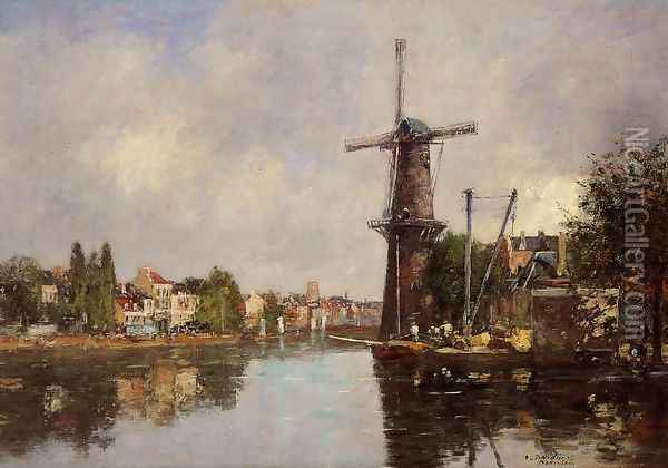 View of Rotterdam Oil Painting - Eugene Boudin