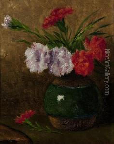 Still Life With Carnations Oil Painting - Ans Van Den Berg