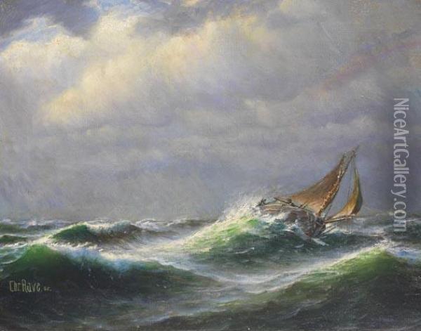 Segelboot Aufsturmischer See Oil Painting - Christopher Rave