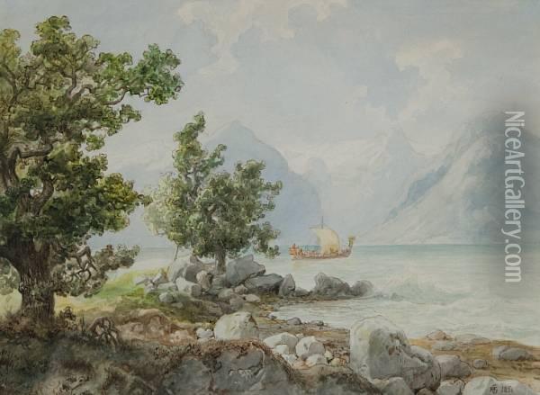 Framnes Og Balestrand Oil Painting - Hans Fredrik Gude