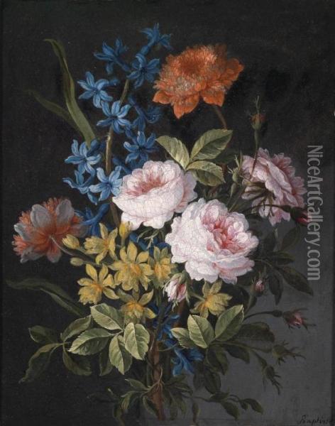 A Still Life Of Roses Oil Painting - Antoine Monnoyer