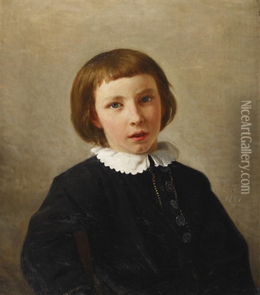 Portrat Eines Jungen Oil Painting - Karl Friedrich Lessing