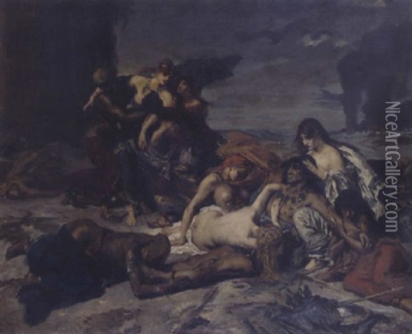 La Mort De Ramania Oil Painting - Fernand Cormon
