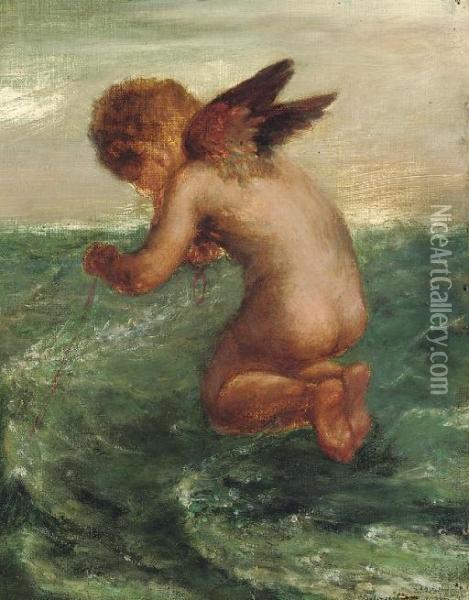 Good Luck To Your Fishing' Oil Painting - George Frederick Watts