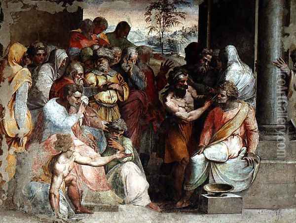 The Judgement of Zaleucus, c.1525 Oil Painting - Perino del Vaga (Pietro Bonaccors)