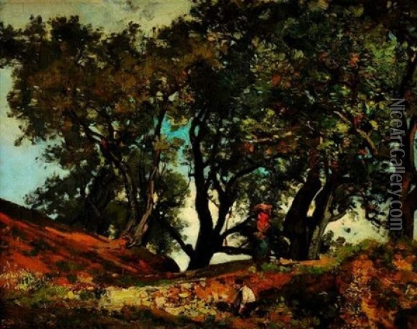 Sur Les Hauteurs De La Solle A Fontainebleau Oil Painting - Armand-Theophile Cassagne