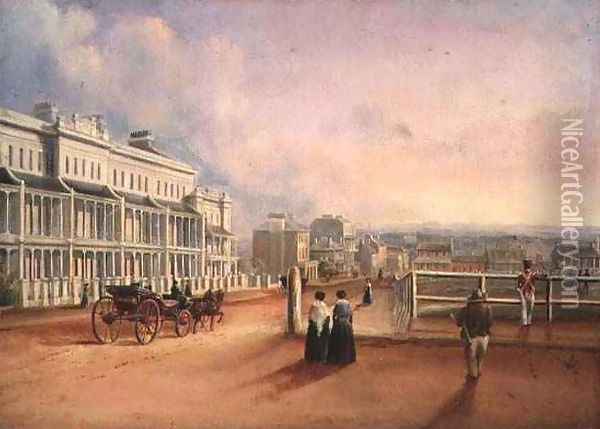 View from Lyons Terrace, Hyde Park, Sydney, 1844 Oil Painting - George Edward Peacock