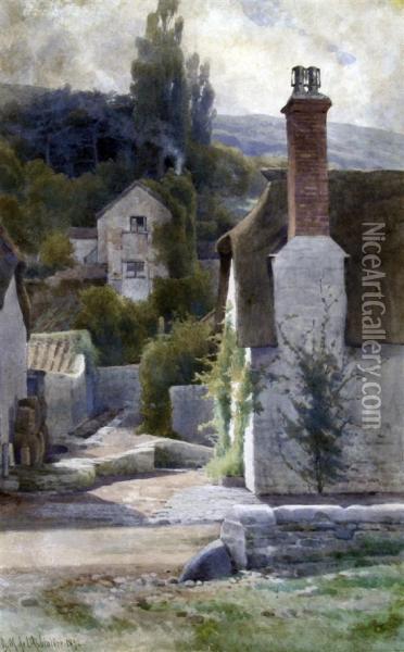Porlock Weir, Somerset Oil Painting - Georgina M. Steple De L'Aubiniere