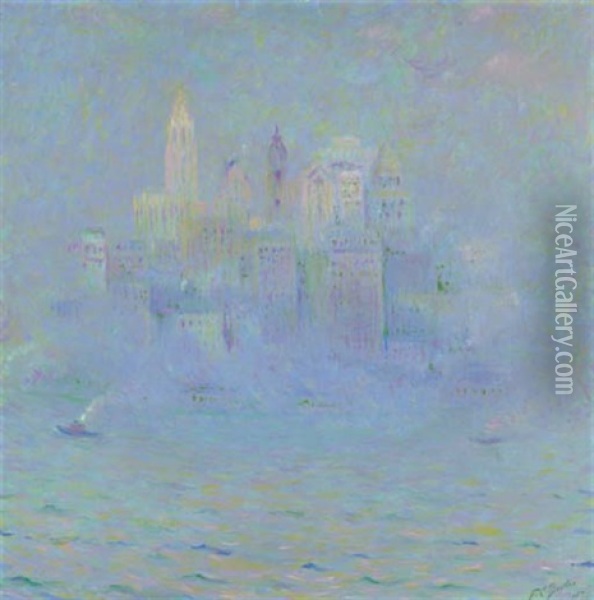 Lower Manhattan Oil Painting - Theodore Earl Butler
