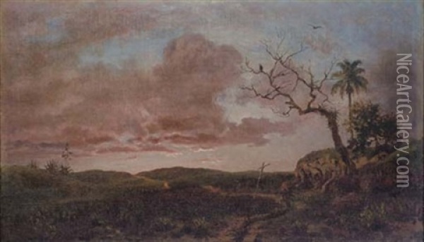 La Cruz En El Camino Oil Painting - Esteban Chartrand