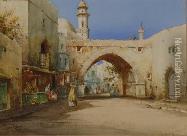 Algerian Street Scene Oil Painting - Cyril Hardy