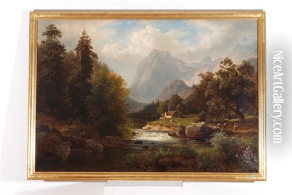 Alpenlandschaft Oil Painting - Arnold Schulten