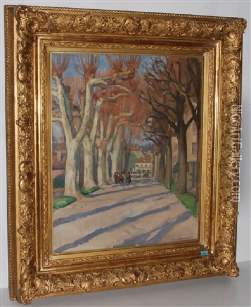 Vorfruhlingsallee Bei Neuenburg Oil Painting - Jules-Ami Courvoisier