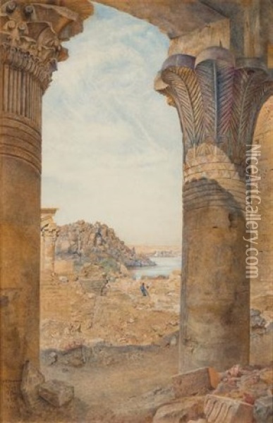 Among The Ruins Of Philae Oil Painting - Henry Roderick Newman