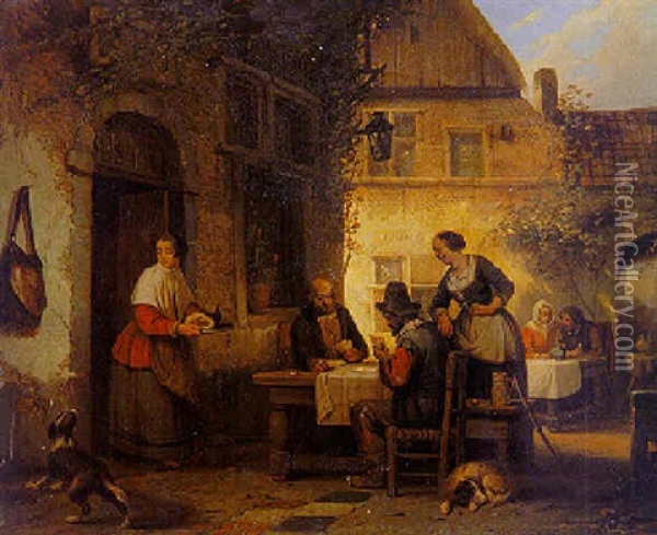 The Card Game Oil Painting - Ferdinand de Braekeleer the Elder