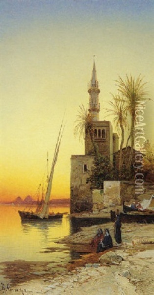 On The Nile Oil Painting - Hermann David Salomon Corrodi
