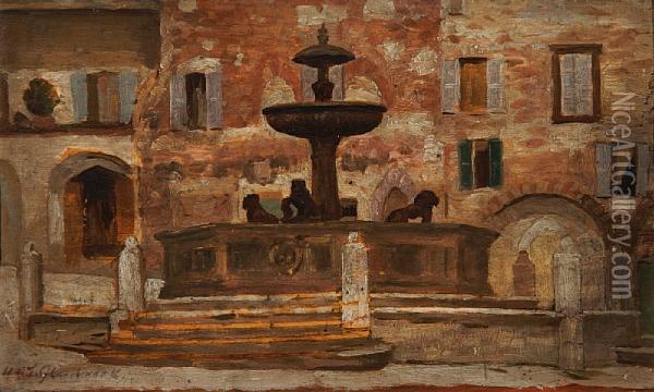 Fountain Assisi, Italy Oil Painting - Hugh Twenebrokes De Glazebrook