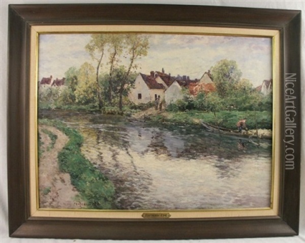Village By A River Oil Painting - Frederick Charles Vipont Ede