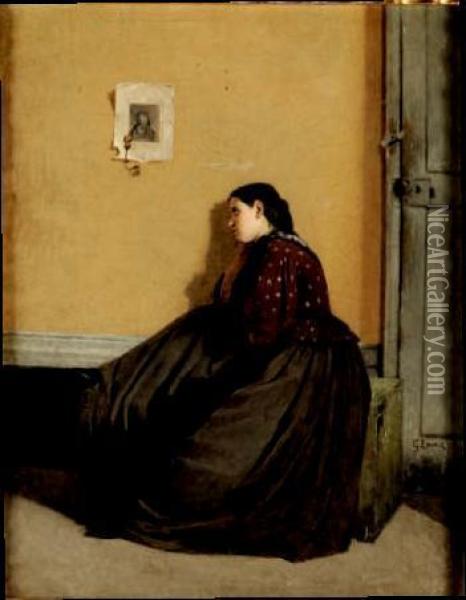 Figura Femminile Seduta Oil Painting - Enrico Fiore