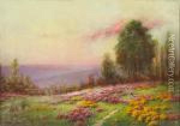 A Summer Meadow Oil Painting - Serkis Diranian