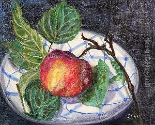Stillleben Mit Apfel. Oil Painting - Emmanuel Zairis