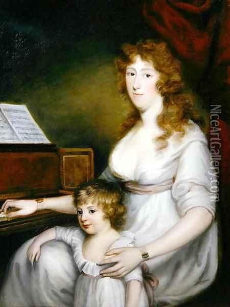 Portrait of a Lady with her Child, 1790 Oil Painting - John Russell