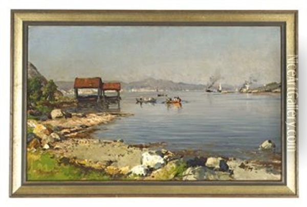 Norwegischer Fjord Oil Painting - Georg Anton Rasmussen