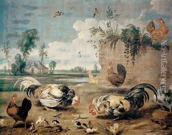 Struggle roosters Oil Painting - Frans Snyders
