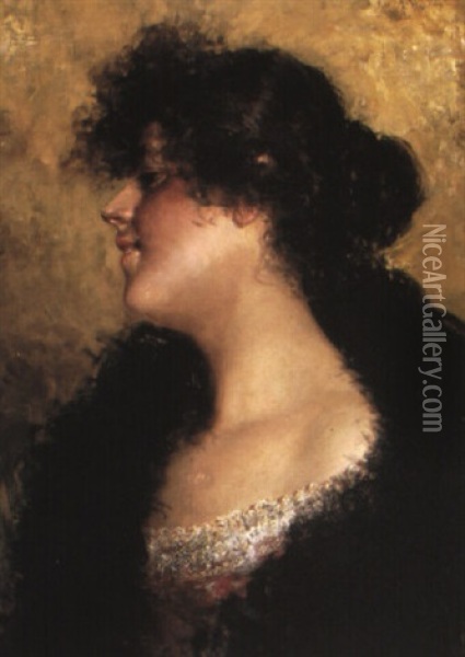 Portrait Of A Lady Oil Painting - Arturo Stagliano
