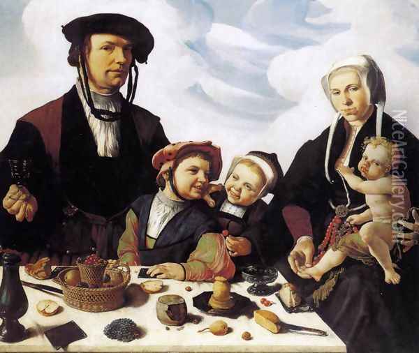 Family Portrait c. 1530 Oil Painting - Maerten van Heemskerck
