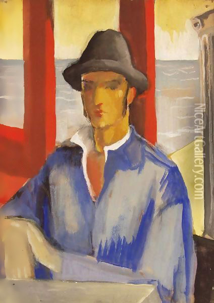 Self portrait with Window 1936 Oil Painting - Lajos Nandor Varga