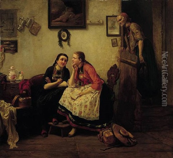 Der Liebesbrief Oil Painting - Carl Wilhelm Huebner