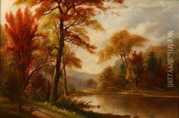 Fall River Landscape Oil Painting - Daniel Charles Grose